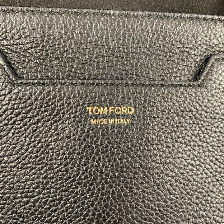 TOM FORD Black Gold Pebble Grain Leather Handbag
