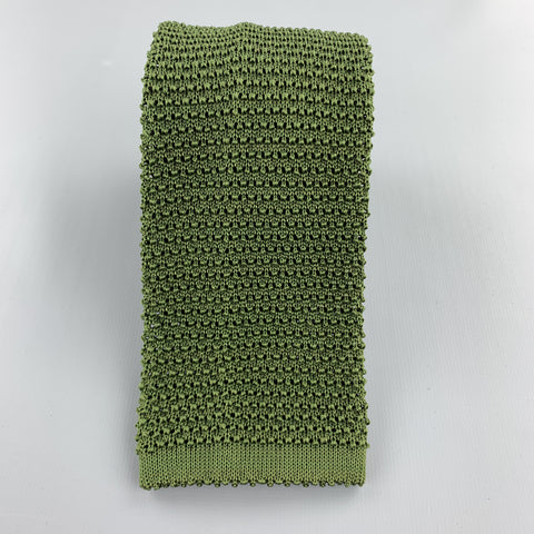 TURNBULL & ASSER Olive Silk Textured Knit Tie