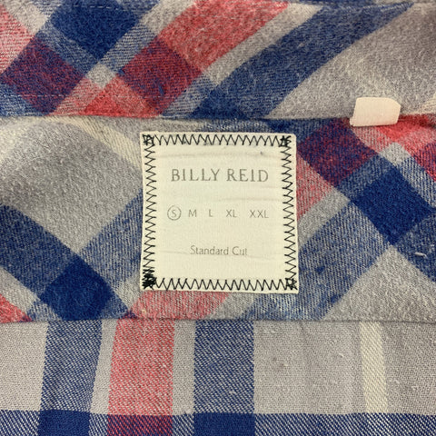 BILLY REID Size S Gray & Blue Plaid Cotton Button Up Long Sleeve Shirt