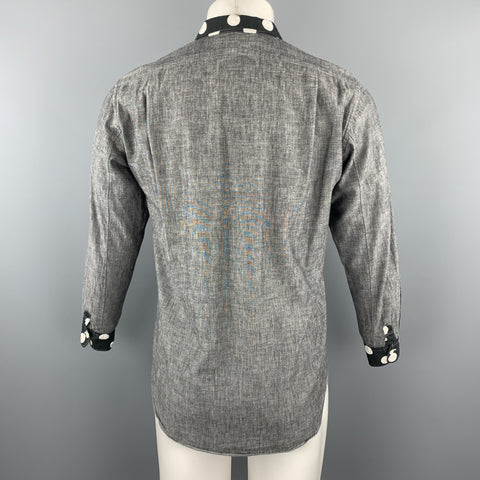 COMME des GARCONS HOMME PLUS Size XS Gray Cotton Polka Dots Trim Long Sleeve Shirt