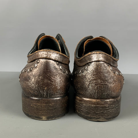JOHN VARVATOS Size 9 Brown Distressed Leather Loafer Lace Up Shoes