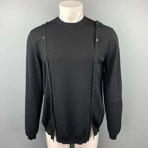 PORTS 1961 Size S Black Knitted Wool Crew-Neck Pullover