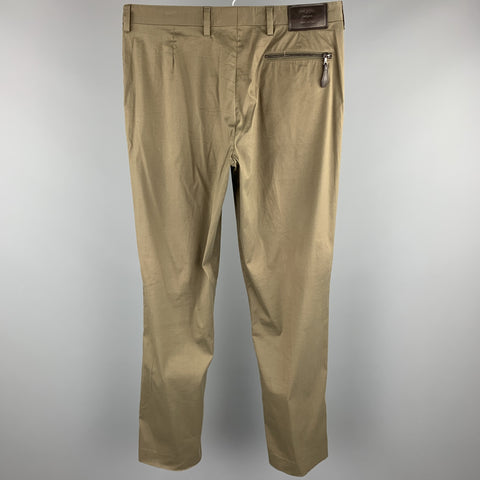 PRADA Pantalon décontracté à braguette boutonnée en coton mélangé olive taille 34