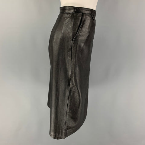 MANUEL HERRERO Size S Black Leather Pencil Skirt