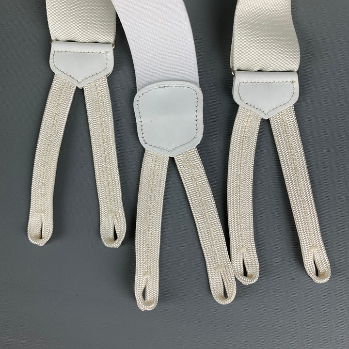 BROOKS BROTHERS Size One Size White Solid Ribbon Suspenders