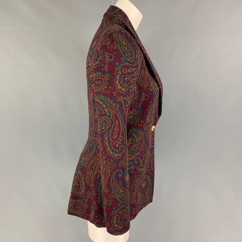 ROSETTA GETTY Size S Burgundy Navy Viscose Blend Jacket