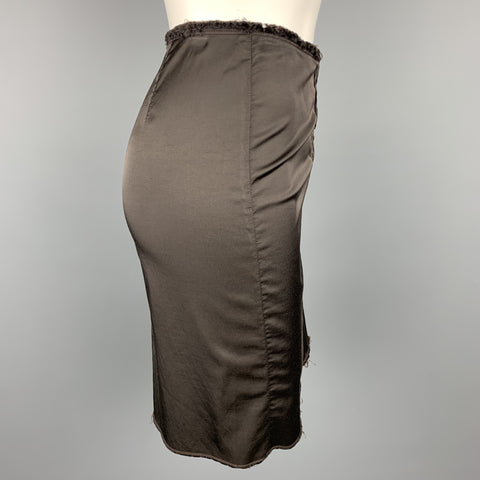 MM6 MAISON MARGIELA Size S Brown Raw Edge Pencil Skirt