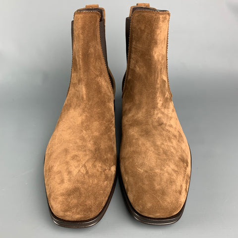 SALVATORE FERRAGAMO Size 11 Brown Suede Chelsea Boots