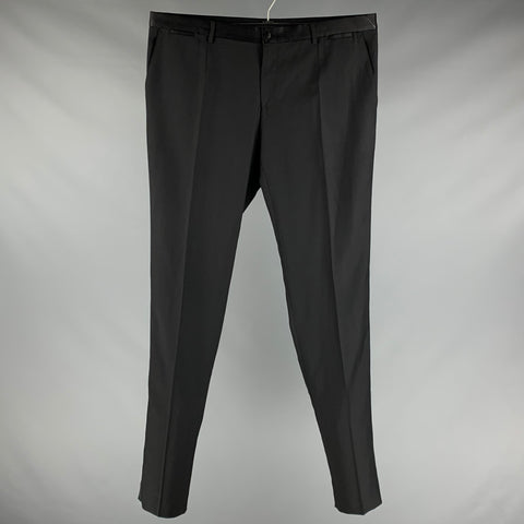 DOLCE &amp; GABBANA Taille 40 Pantalon de costume de smoking en laine mélangée noire