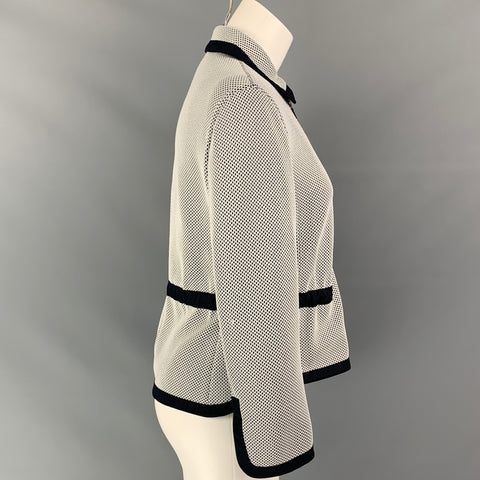 AKRIS Size 6 White & Navy Mesh Polyester/ Nylon Jacket