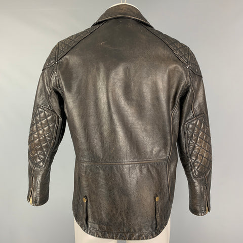 TODD ​​SNYDER Taille M Veste de motard en cuir antique marron
