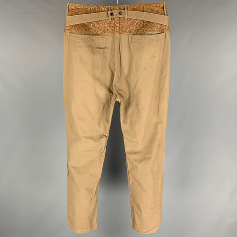 KAPITAL Size L Khaki Cotton High Waisted Casual Pants