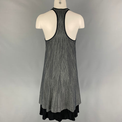 DAMIR DOMA Size S Grey Black Cotton Nylon Wrinkled Tank Dress