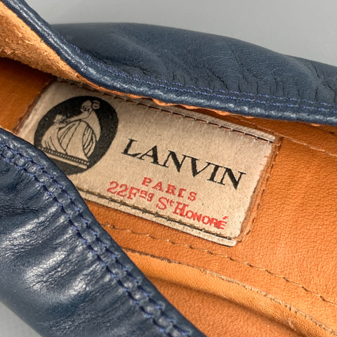 LANVIN Size 7 Blue Leather Ballet Flats