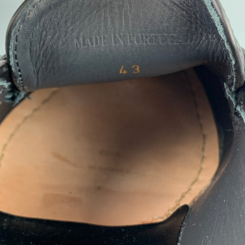 ADIEU PARIS Size 10 Black Leather Penny Strap Crepe Sole Loafer