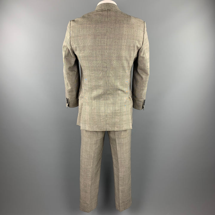 DOLCE & GABBANA Size 40 Regular Black & White Glenplaid Wool Notch Lapel Suit