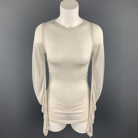 DOLCE & GABBANA Size 4 Off White Knitted Ruched Sleeves Pullover