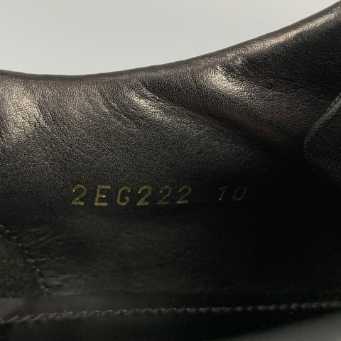 PRADA Size 11 Black Perforated Leather Platform Lace Up Shoes