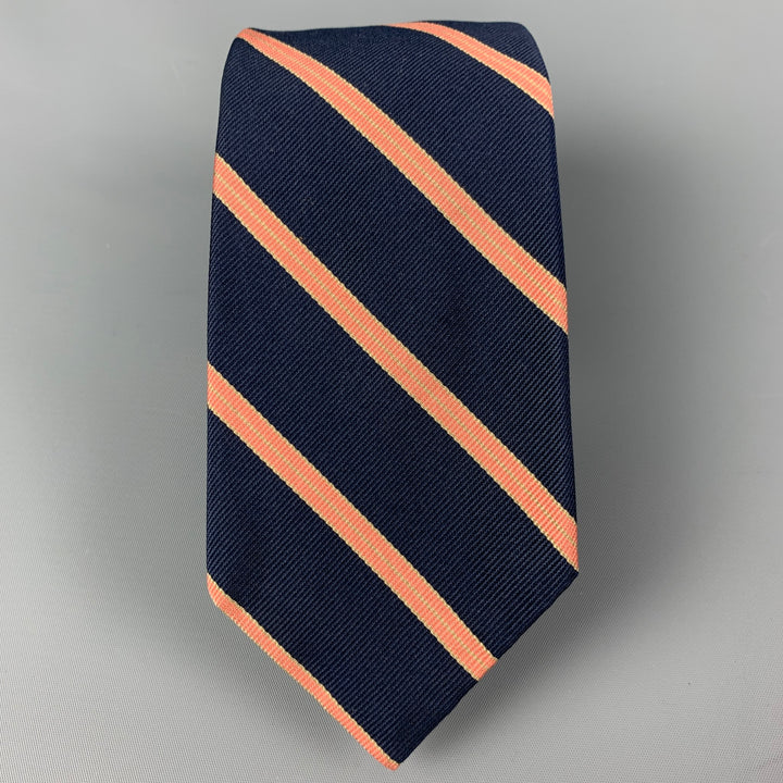 POLO by RALPH LAUREN Navy Sorbet Diagonal Stripe Silk Twill Tie