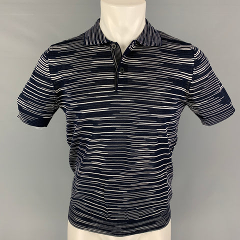MISSONI SPORT Size S Navy White Stripe Cotton Viscose Buttoned Polo