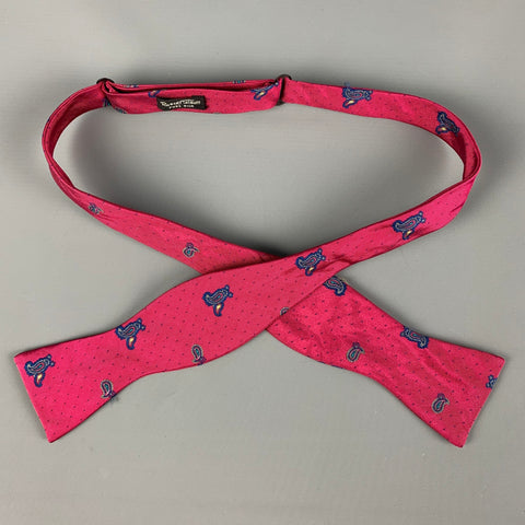 ROBERT TALBOTT Burgundy Navy Paisley Silk Bow Tie