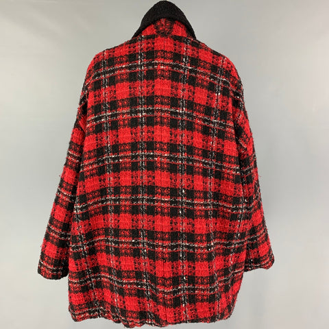 THE KOOPLES Size One Size Black Red Acrylic Blend Plaid Jacket