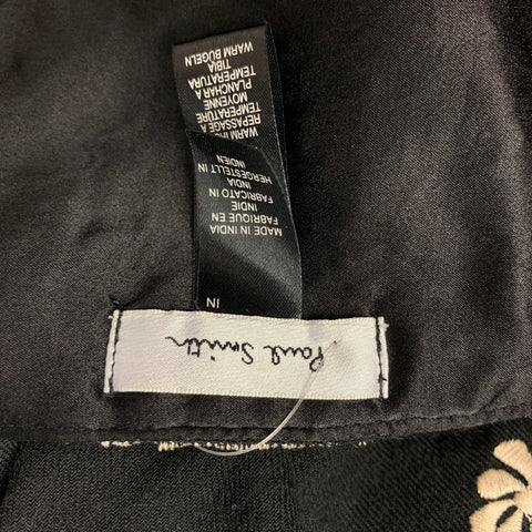PAUL SMITH Black & Cream Embroidered Wool Scarf