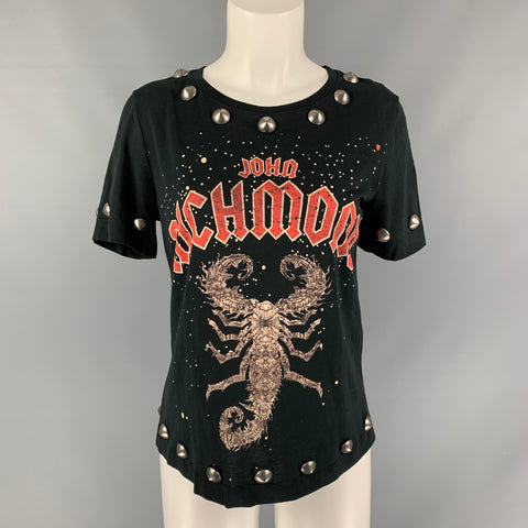 JOHN RICHMOND Size S  Black Print   Cotton Crew-Neck T-Shirt