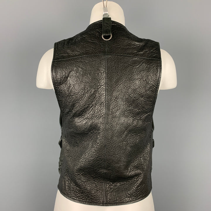 VENA CAVA Size S Black Leather Zip Up Vest