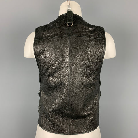 VENA CAVA Chaleco Cremallera Piel Negro Talla S