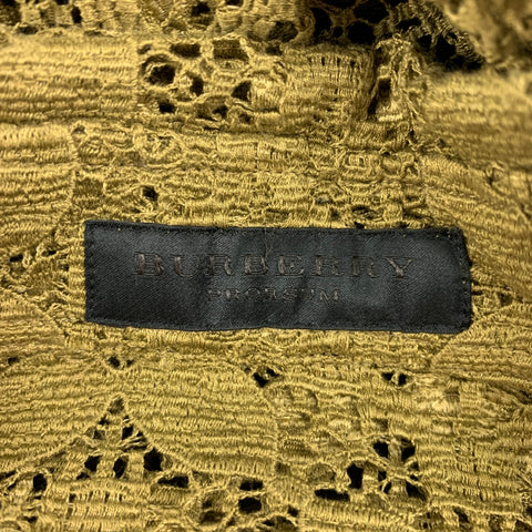 BURBERRY PRORSUM Spring 2016 Size M Moss Green Floral Lace Button Down Long Sleeve Shirt