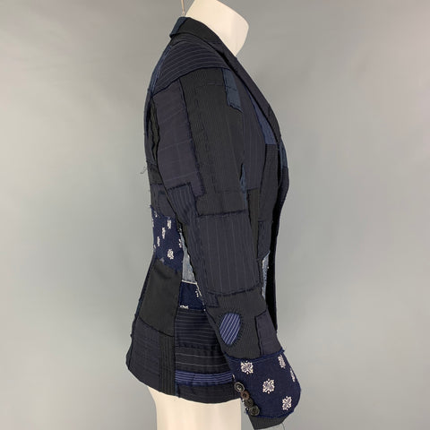 JUNYA WATANABE Taille S Manteau de sport en mélange de laine patchwork bleu marine noir