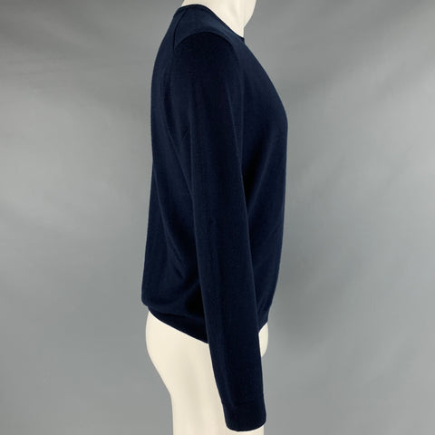 BROOKS BROTHERS Taille M Pull à col rond en laine mérinos marine
