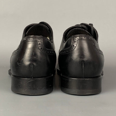 TOM FORD Edward Size 10.5 Black Perforated Leather Cap Toe Lace Up Shoes