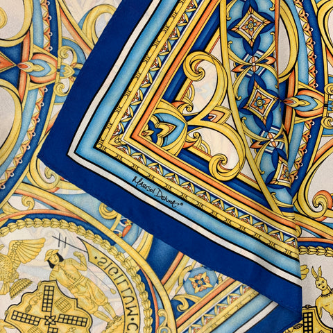 MARISOL DELUNA Procelain Blue & Gold Silk Twill Scarf