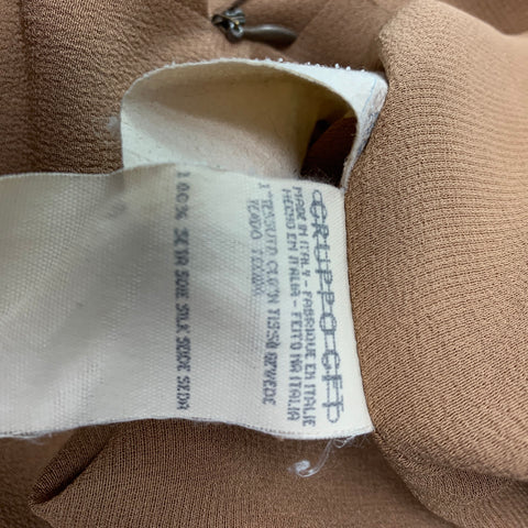 VALENTINO Size 6 Tan Silk Ruffled Sleeveless Dress