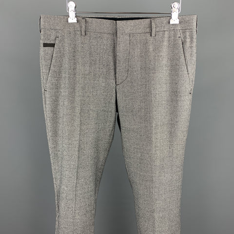 PRADA Size 30 Black & White Houndstooth Wool Button Fly Casual Pants