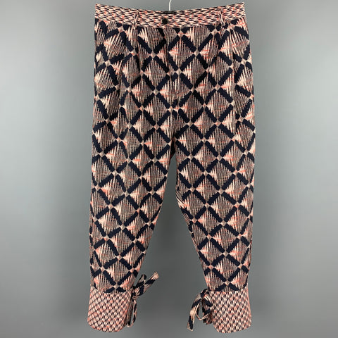HENRIK VIBSKOV Size S Navy & Red Abstract Cotton Blend Drop-Crotch Casual Pants