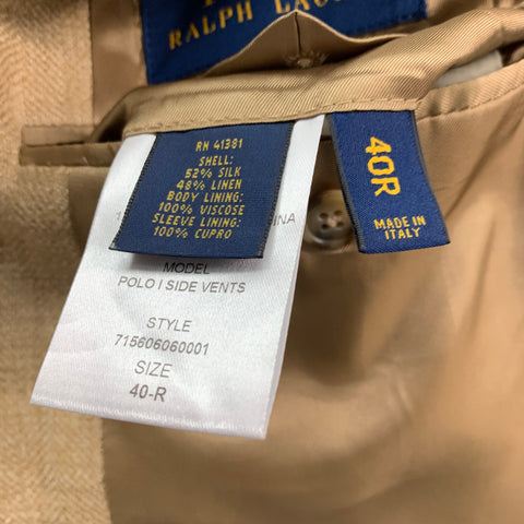 POLO by RALPH LAUREN Size 40 Beige Silk Linen Sport Coat