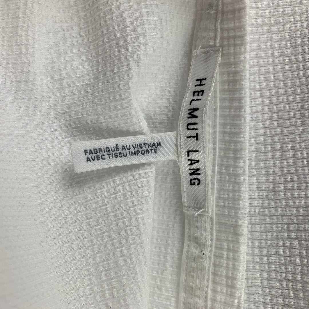 HELMUT LANG Taille L T-shirt col rond en coton / polyester côtelé blanc