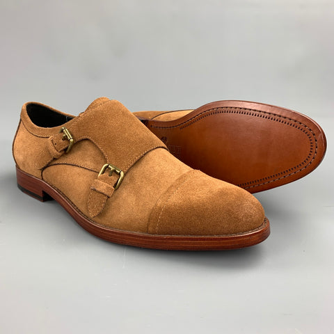 COACH Size 11 Tan Suede Double Monk Strap Loafers