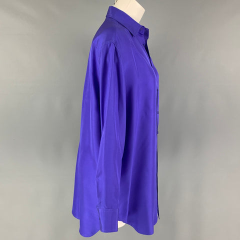 RALPH LAUREN Black Label Size 8 Purple Silk Button Up Shirt