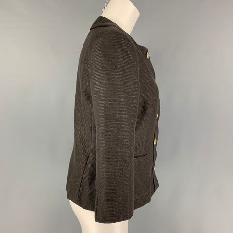 MAX MARA Size 10 Brown Cotton Blend Textured Jacket