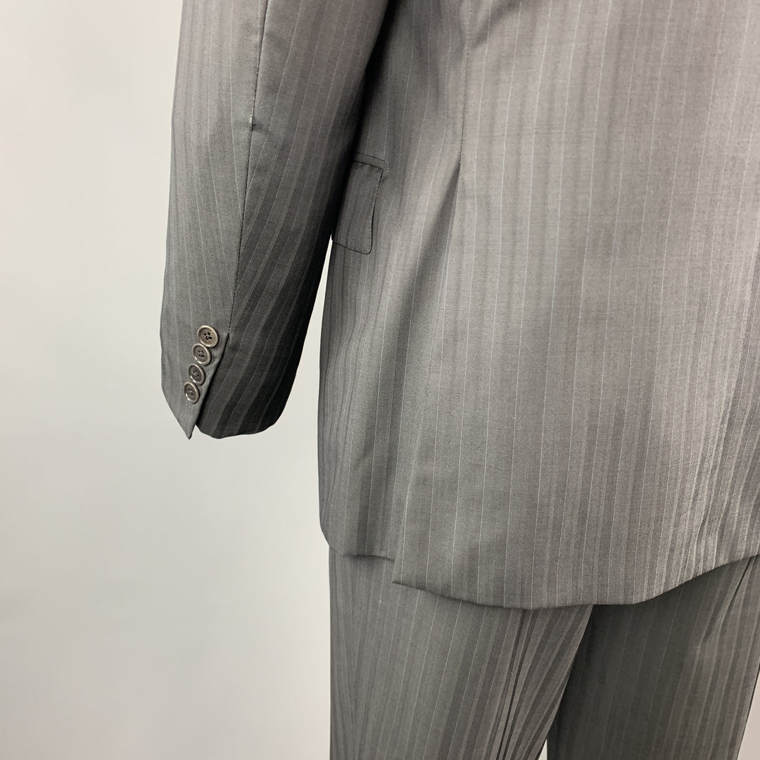 ERMENEGILDO ZEGNA Black Stripe Wool Notch Lapel 34 x 30 Suit