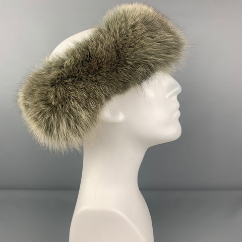 VINTAGE Green Fur Headband
