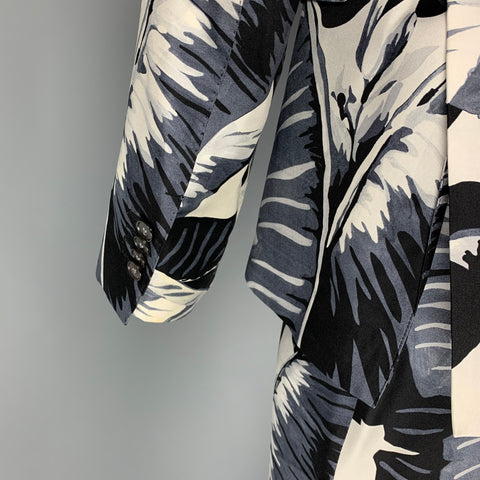 DOLCE & GABBANA Size 40 Regular Blue White Hawaiian Silk Peak Lapel Suit