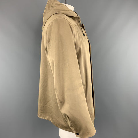 LOUIS VUITTON  Size 46 Khaki Coated Cotton Hooded Damier Lined Parka Coat