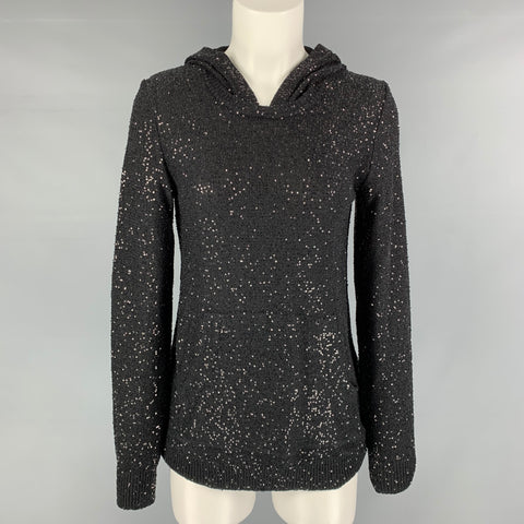 OSCAR DE LA RENTA Jersey de lentejuelas de poliéster y seda negro Talla S
