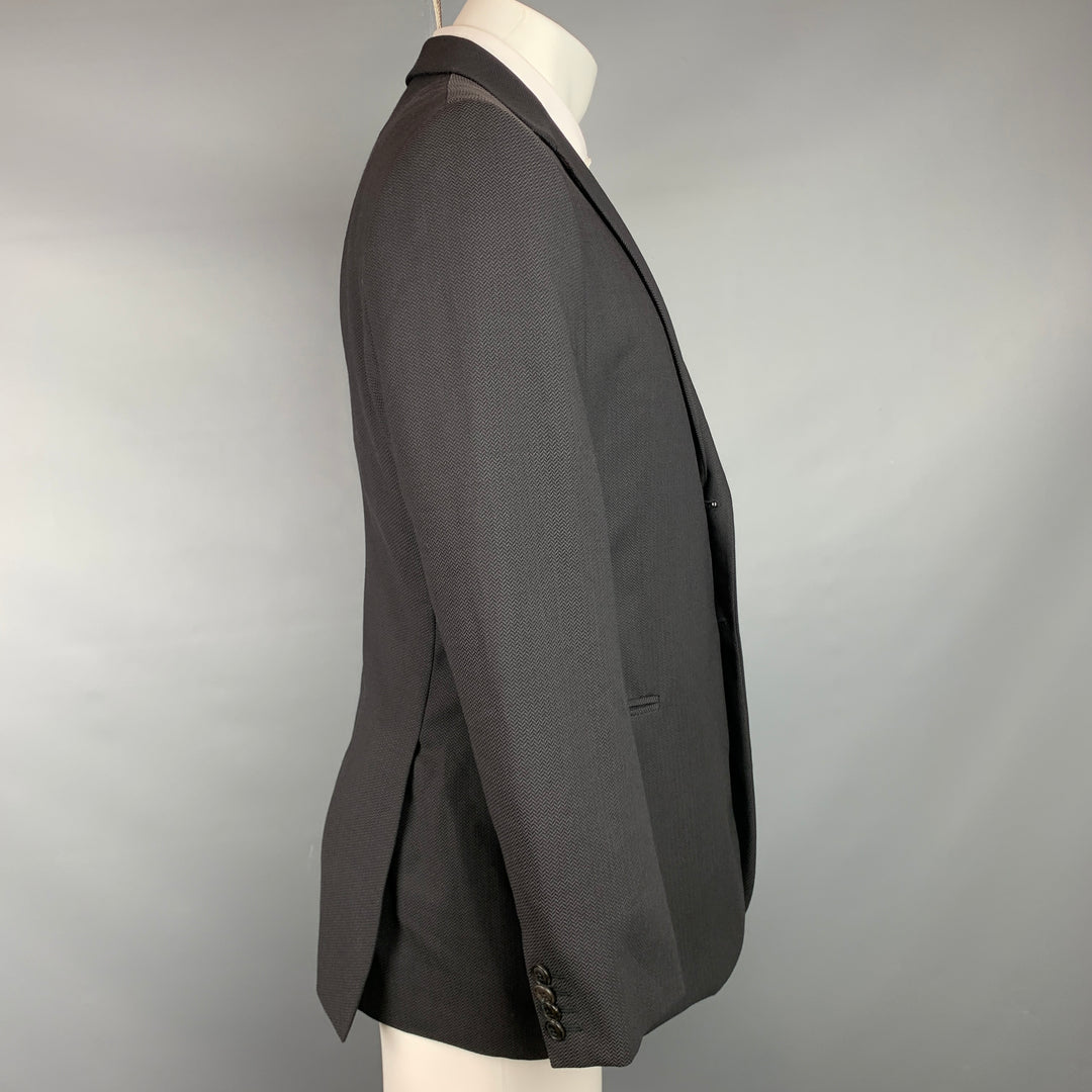 GIORGIO ARMANI Size 40 Black Wool Notch Lapel Sport Coat