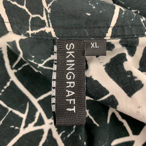 SKINGRAFT Size XL Black White Marbled Cotton Long Sleeve Shirt